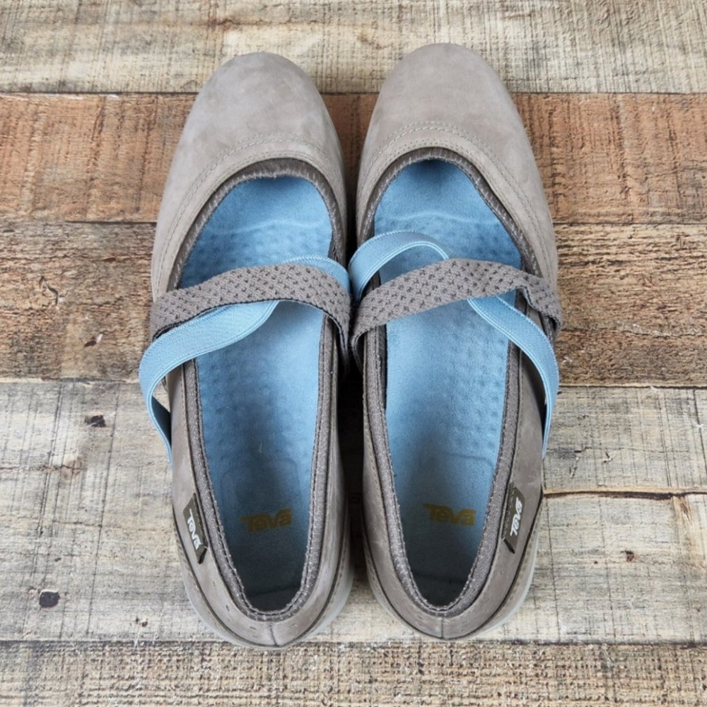 Teva Hydro Life Women Sz 9.5 Slip On Walnut Shoes Ballet Leather Flats